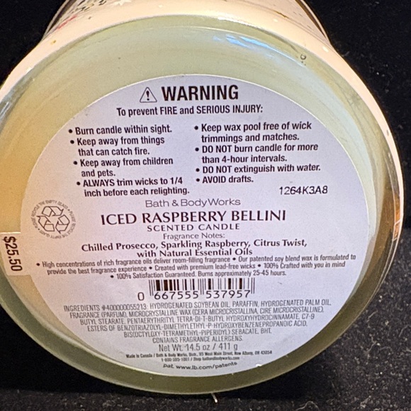 Bath & Body Works Peace Iced Raspberry Bellini Candle - White and Silver - Picture 2 of 3